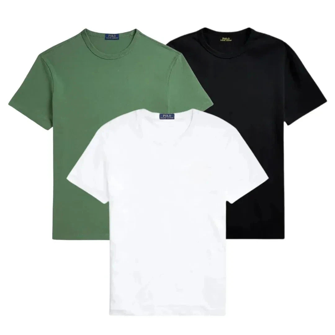 3er-Pack – Slim-Fit-Baumwoll-T-Shirts für Herren Montevaro GRÜN • SCHWARZ • WEISS S