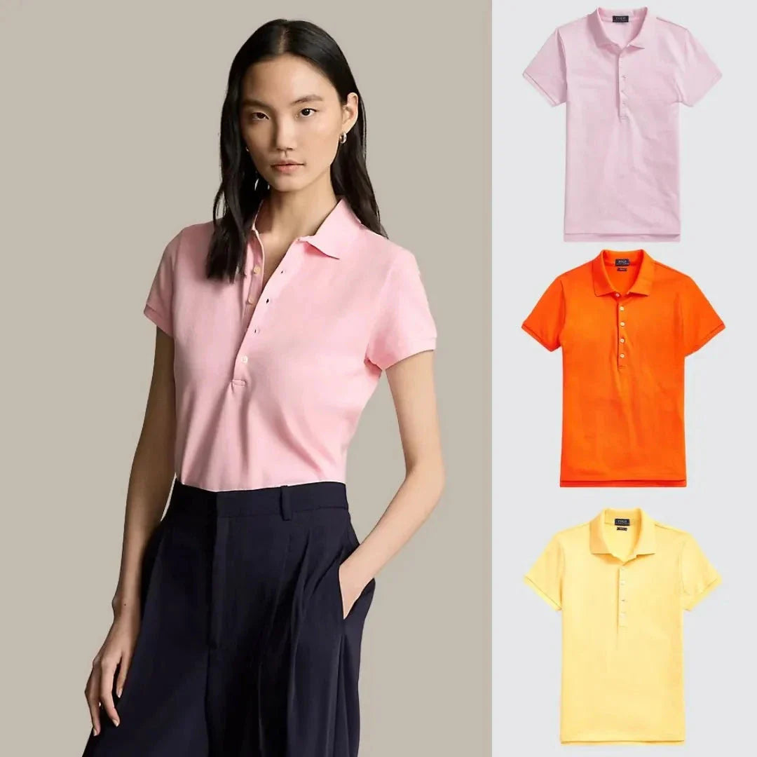 Kaufen Sie 1, erhalten Sie 3! Polo-Shirt-Set aus Piqué-Baumwolle Luxvian Rosa - Orange - Gelb S