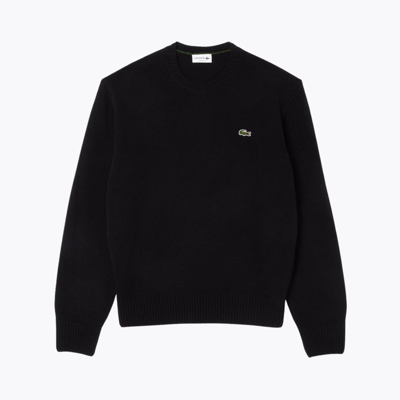 LC Carded Wool Crew Neck Sweater Lacoste Luxvian Black S