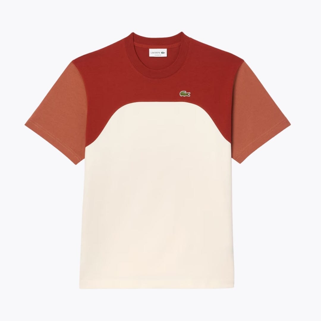LC Cotton Jersey Colour-Block T-shirt Lacoste Luxvian White / brown / light brown S