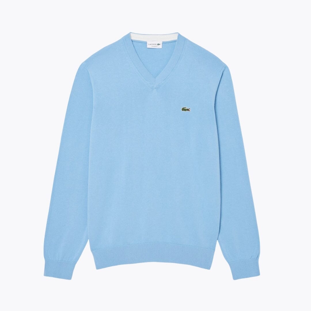 LC Monochrome Cotton V-neck Sweater Lacoste Montevaro Pale blue S