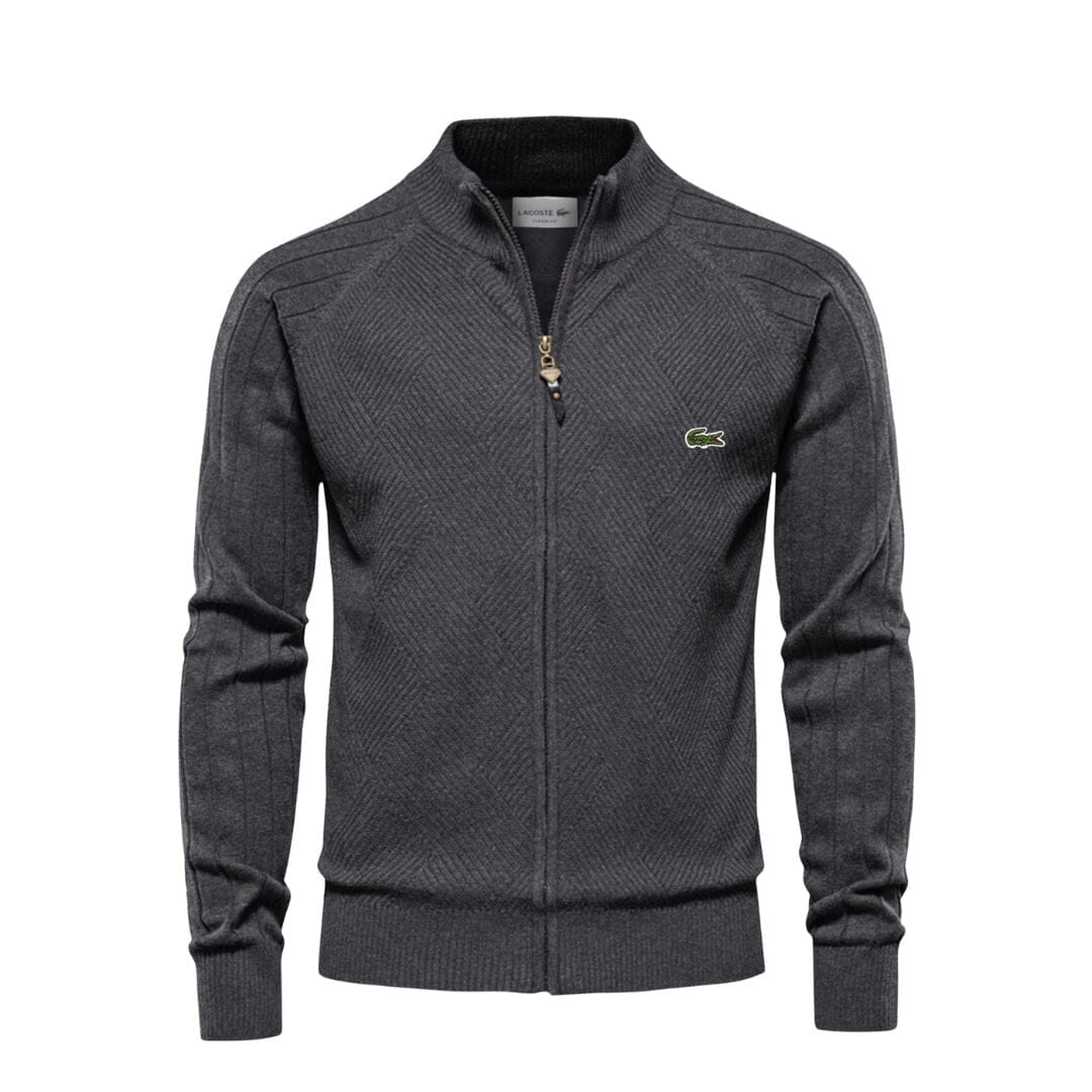 LC Pull Zippé Texturé Homme Lacoste Montevaro Gris S