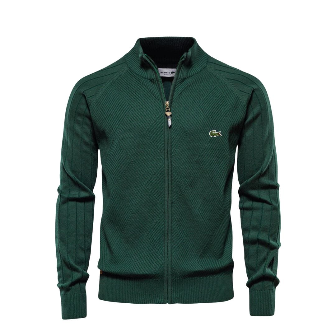 LC Pull Zippé Texturé Homme Lacoste Montevaro Vert S