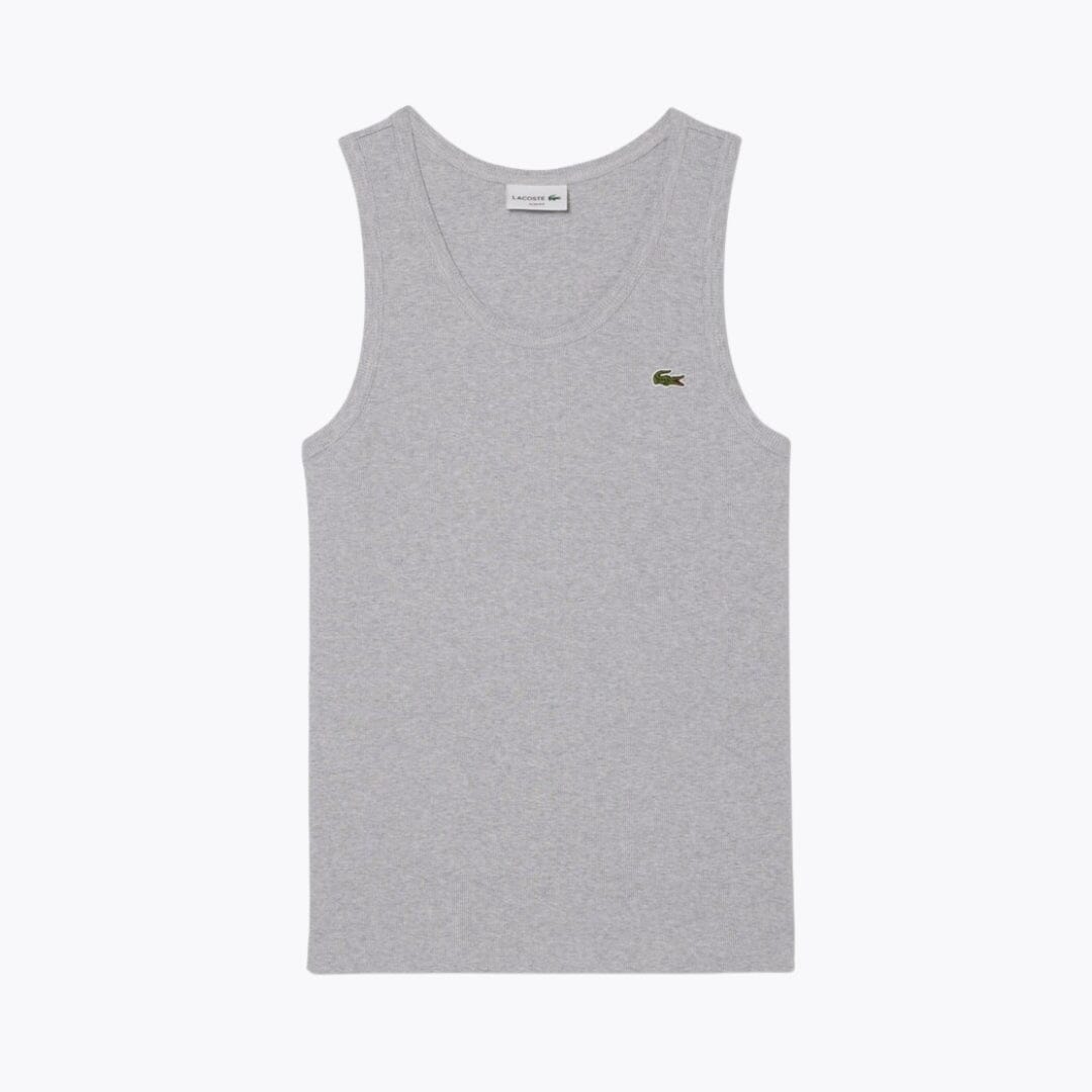 LC Slim Fit Ribbed Cotton Tank Top Lacoste Montevaro Light grey S