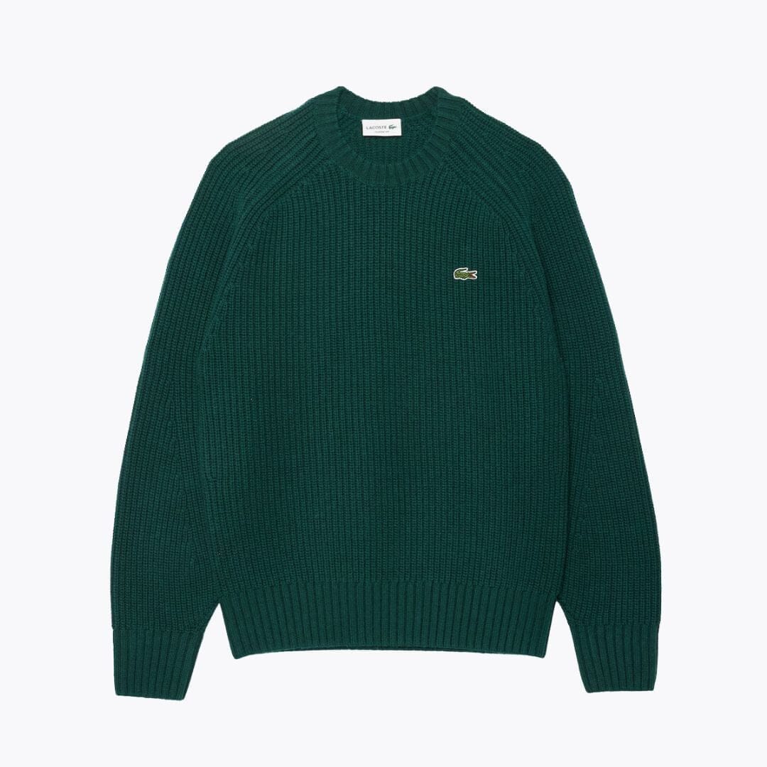 LC Thick Carded Wool Crew Neck Sweater Lacoste Montevaro Sinople green S