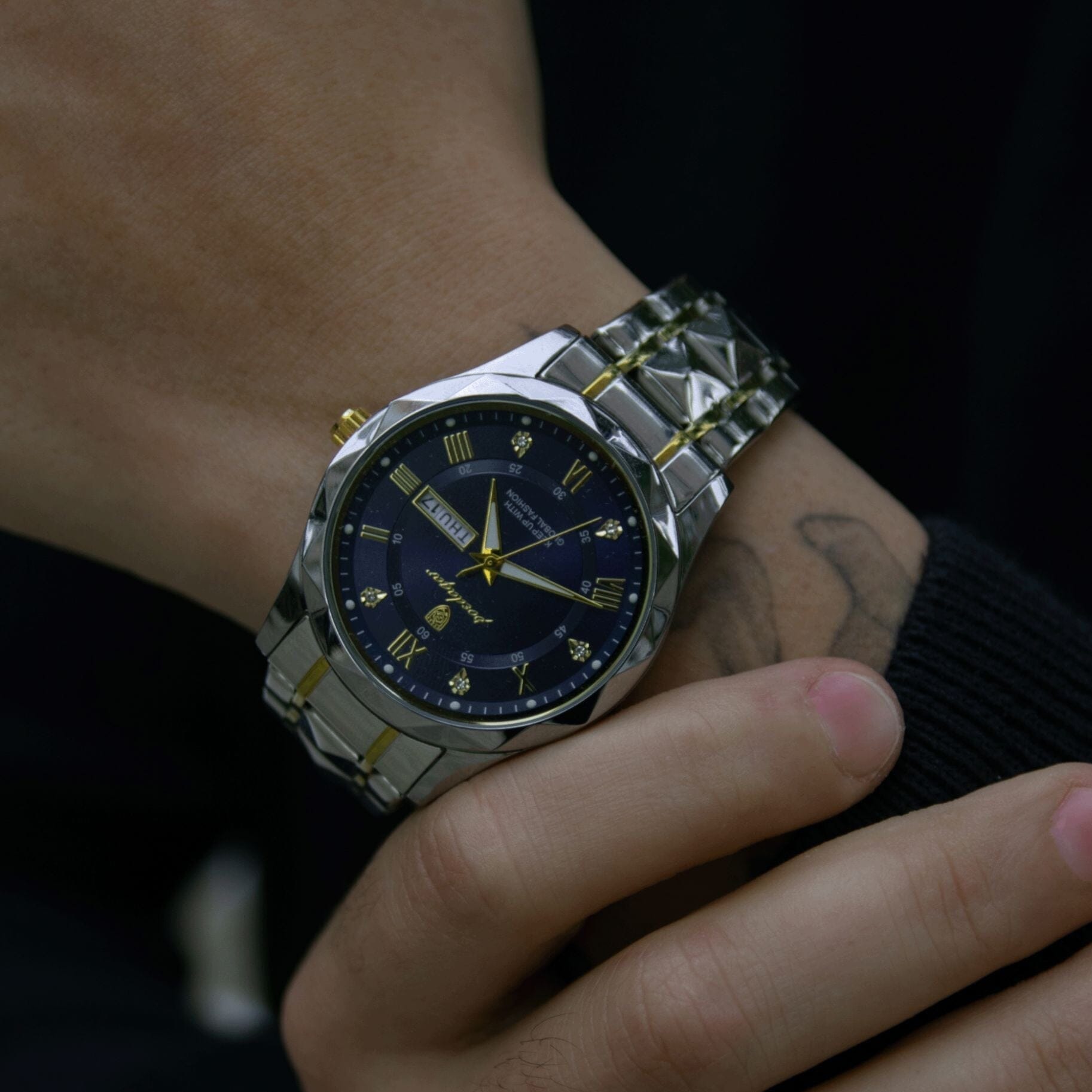 POEDAGAR Luminous Steel 40mm Watch - Water Resistant | Transferred steel Poedagar Montevaro