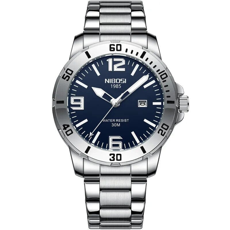 POEDAGAR Watch Nibosi Poedagar Luxvian Blue Silver