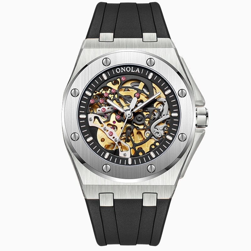 POEDAGAR Watch Skeleton Oak Poedagar Montevaro Prata