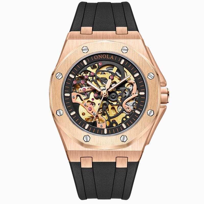 POEDAGAR Watch Skeleton Oak Poedagar Montevaro Rose