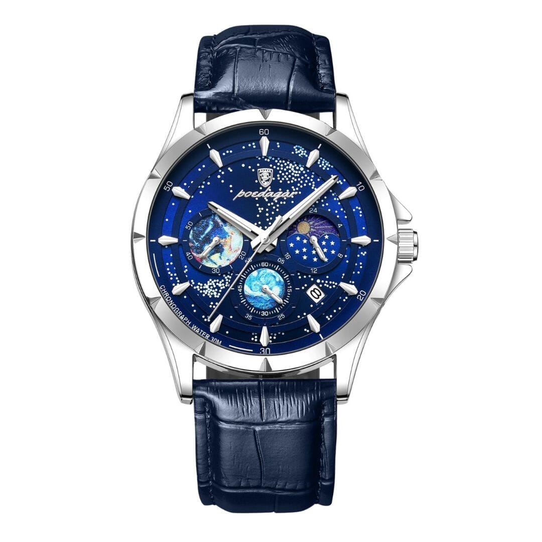 POEDAGAR Watch Space Poedagar Montevaro Silver Blue