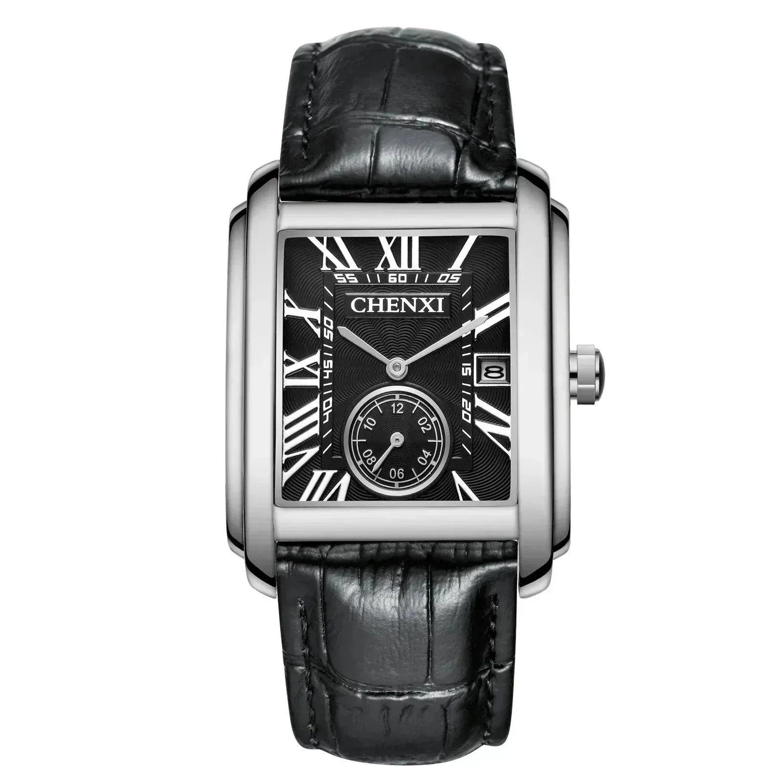 POEDAGAR Watch Vintage Pelle Poedagar Montevaro Black Silver