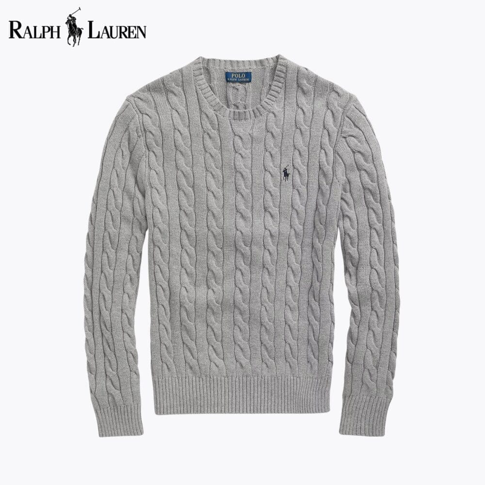 RL Cable-Knit Cotton Jumper Ralph Lauren Montevaro Grey S