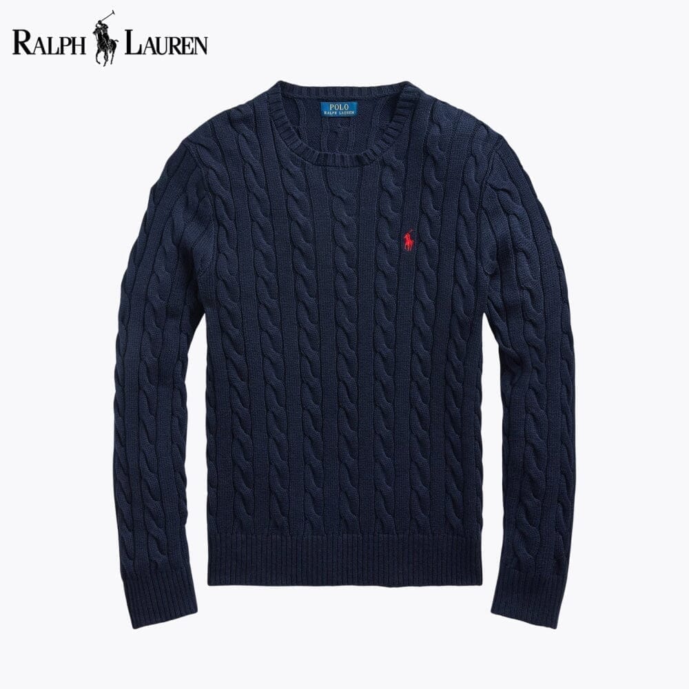RL Cable-Knit Cotton Jumper Ralph Lauren Montevaro Navy Blue S