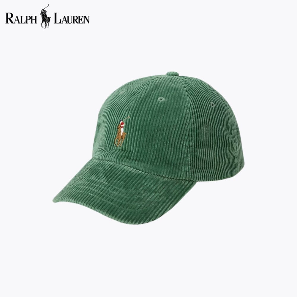 RL Corduroy Ball Cap Ralph Lauren Montevaro Meadow Green