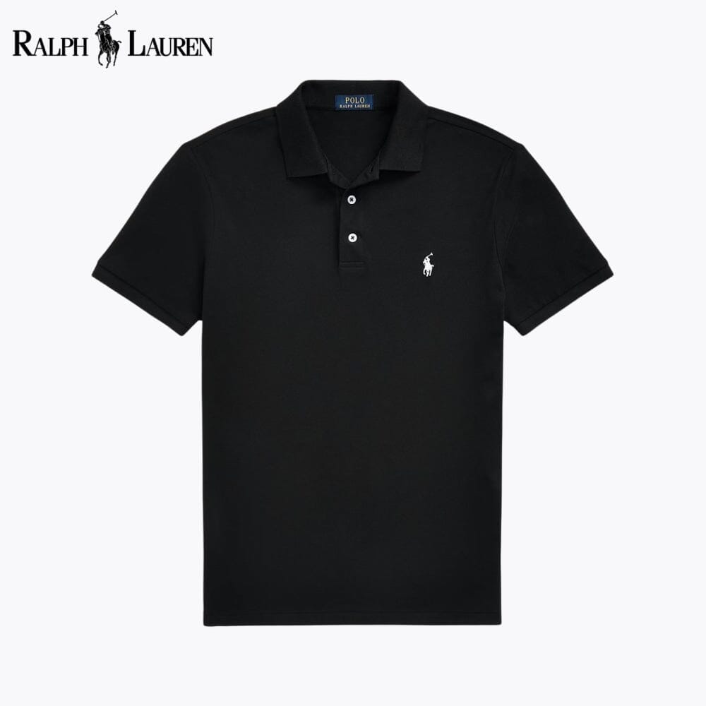 RL Custom Slim Fit Stretch Mesh Polo Shirt Ralph Lauren Luxvian Black S