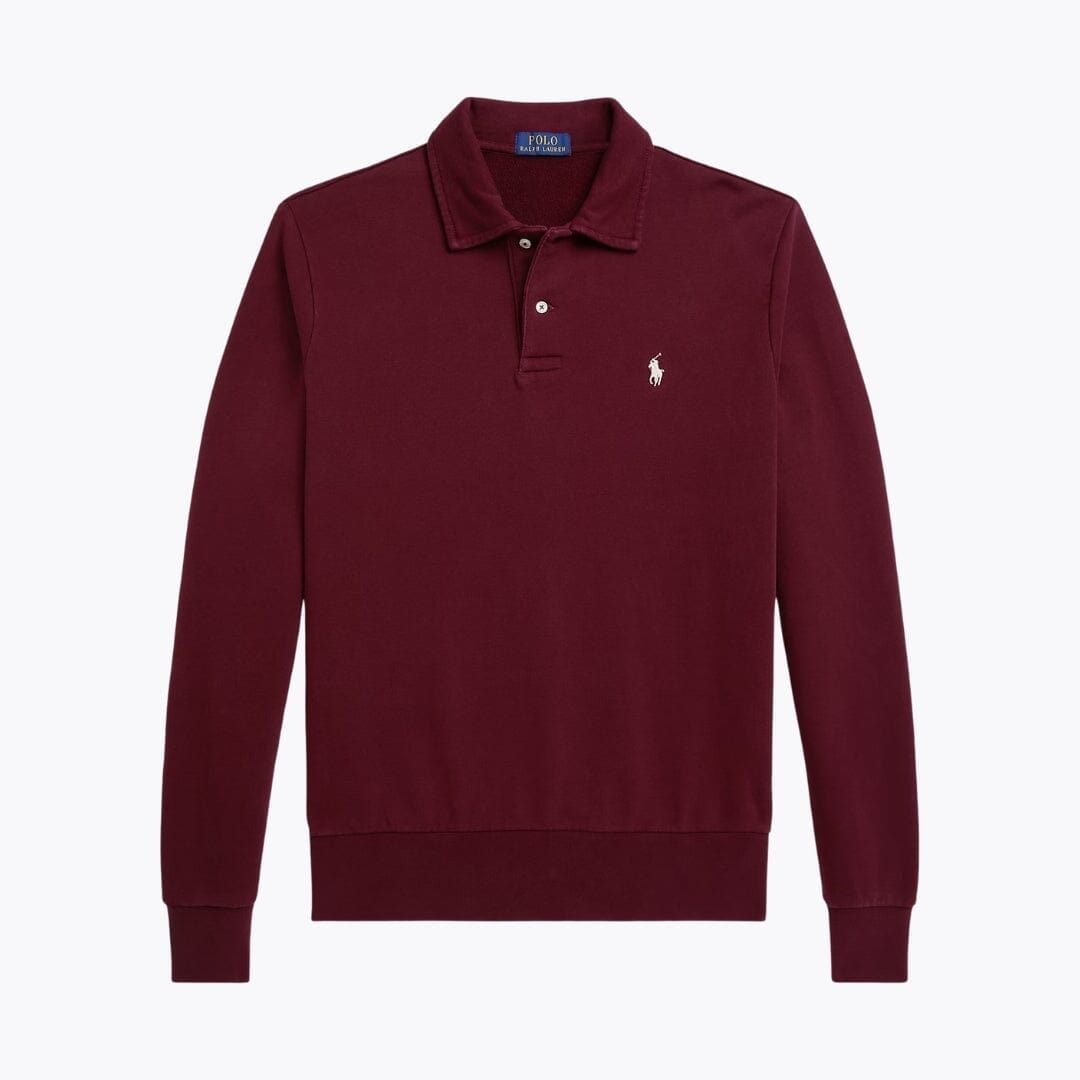 RL Loopback Fleece Collared Sweatshirt Ralph Lauren Luxvian Classic Wine S