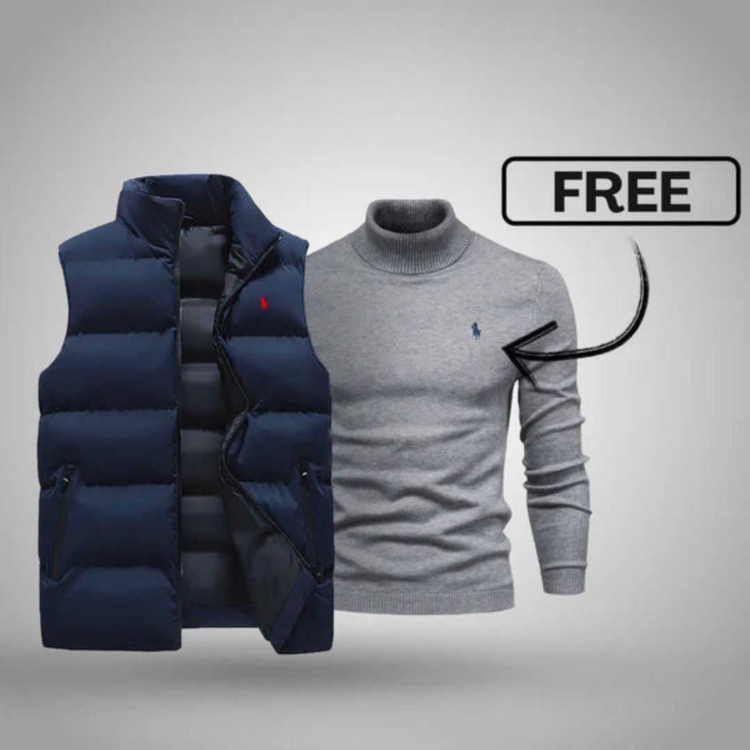 RL Men's Vest + Free Sweater (Clearance) Ralph Lauren Aurev Blau Grau M