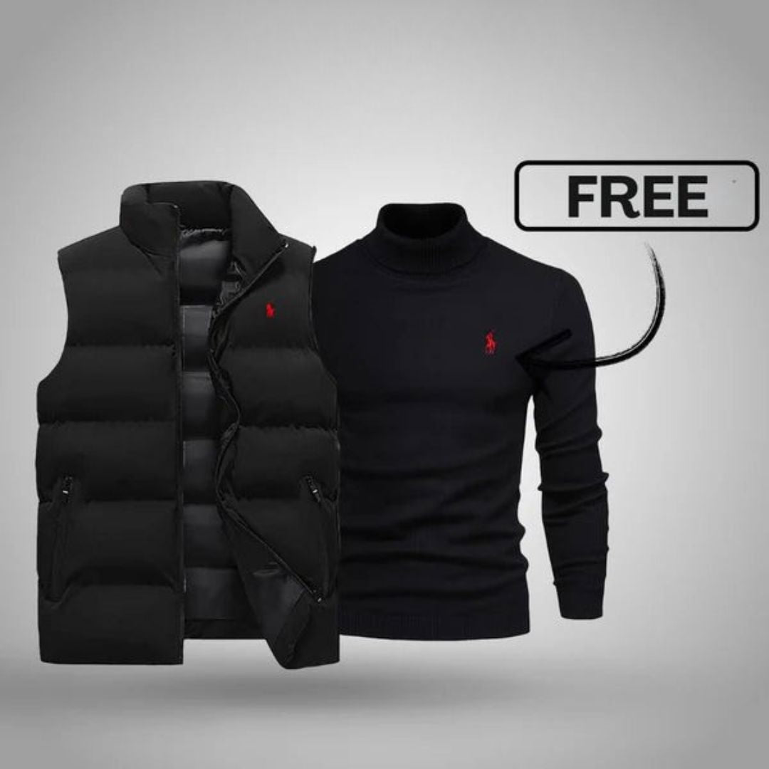 RL Men's Vest + Free Sweater (Clearance) Ralph Lauren Luxvian NoirSchwarz Schwarz M