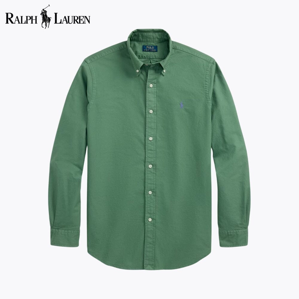 RL Slim Fit Garment-Dyed Oxford Shirt Ralph Lauren Aurev Green S
