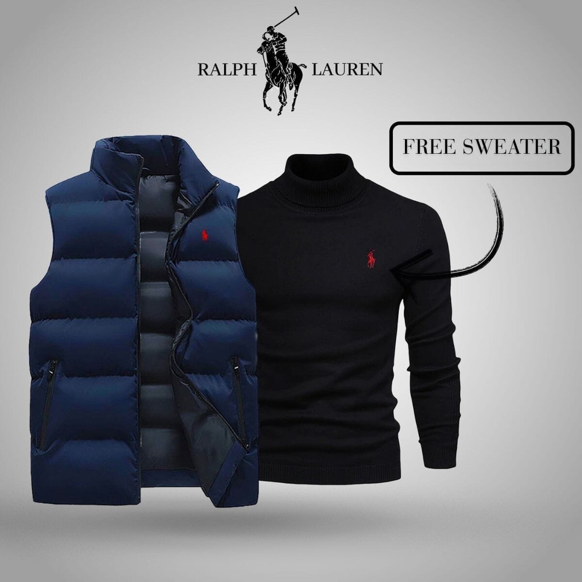 RL Vest + Exclusive Free Sweater (CLEARANCE) Ralph Lauren Luxvian Blue Black M