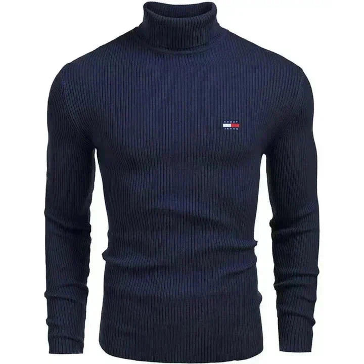 TH Turtleneck Classic Knit Sweater Tommy Hilfiger Montevaro Blue S