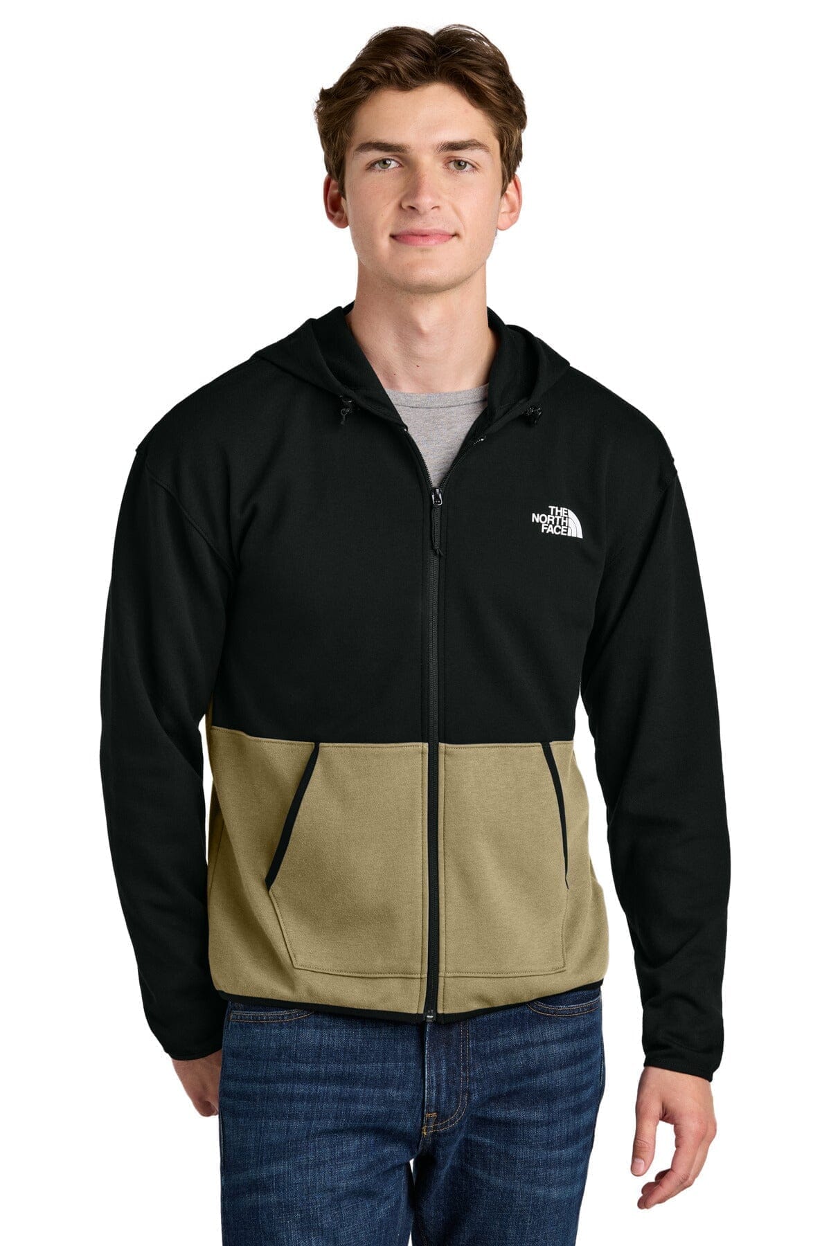 TNF Double-Knit Full-Zip Hoodie The North Face Montevaro Khaki Stone/ TNF Black S