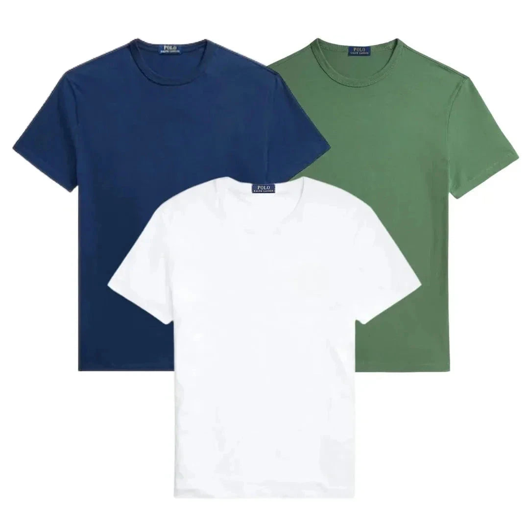 3er-Pack – Slim-Fit-Baumwoll-T-Shirts für Herren Montevaro MARINEBLAU • GRÜN • WEISS S 
