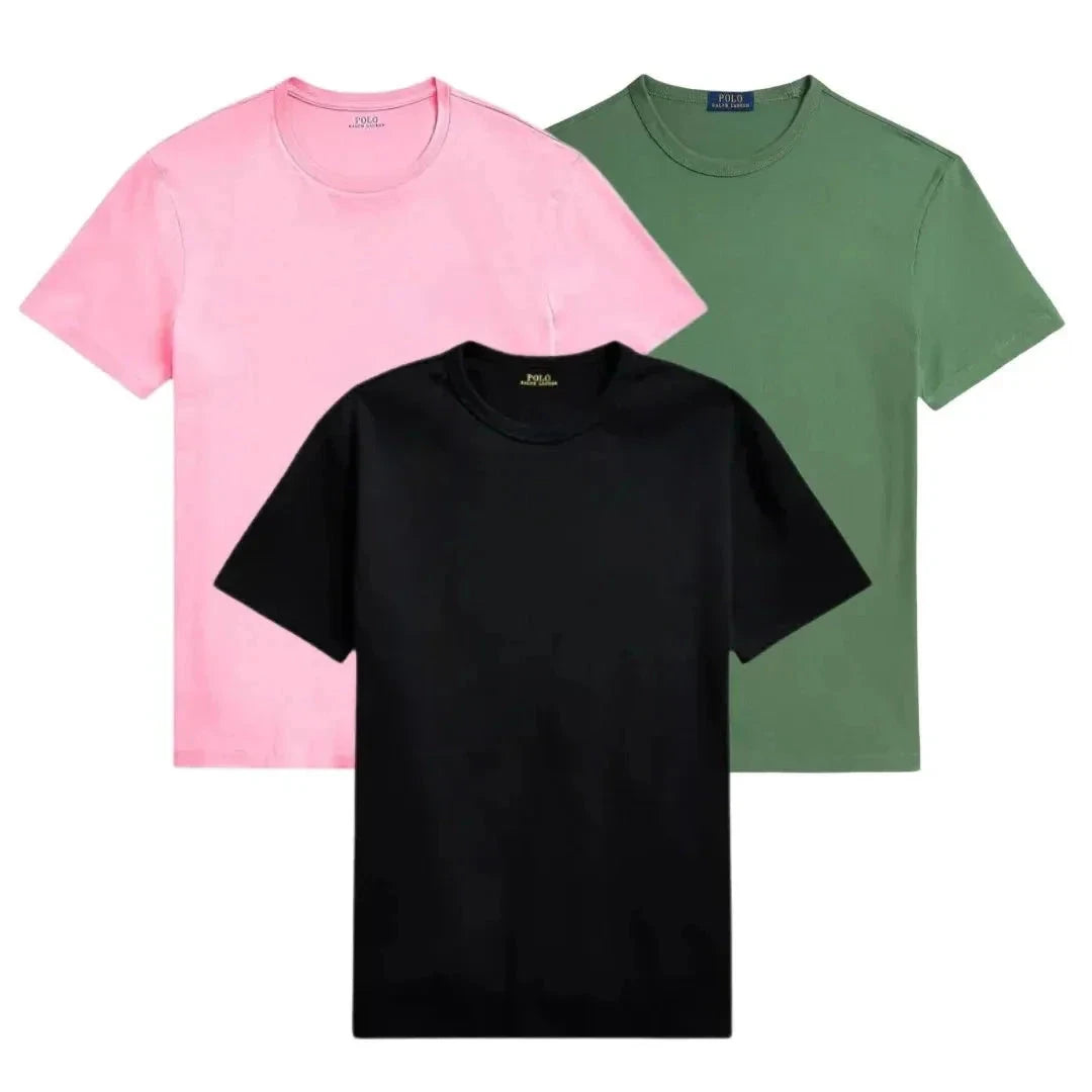3er-Pack – Slim-Fit-Baumwoll-T-Shirts für Herren Montevaro ROSA • GRÜN • SCHWARZ S 