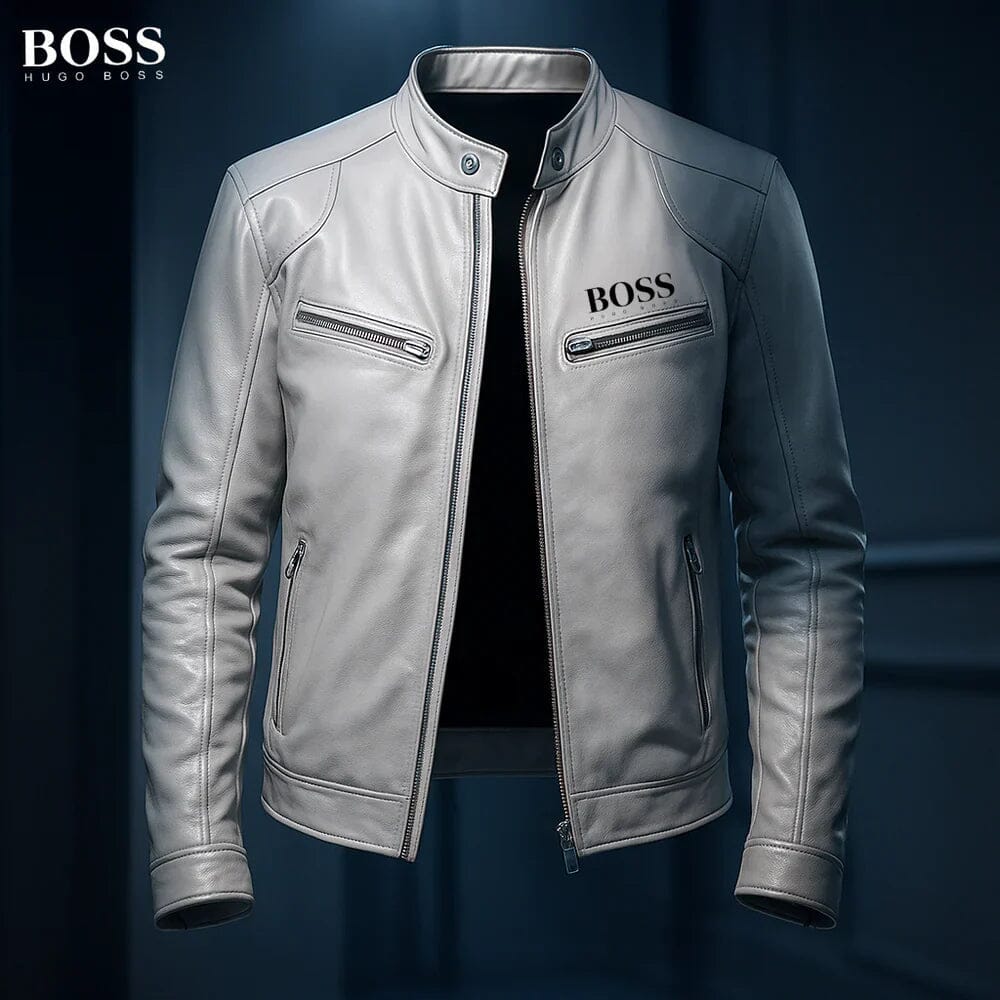 HB - Leather Jacket Hugo Boss Aurev White S 