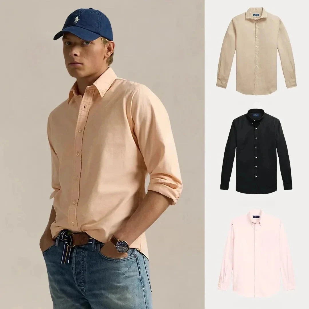 Kaufen Sie 1, erhalten Sie 3 – Oxford Classic Hemden-Trio-Set Montevaro BEIGE • SCHWARZ • WEISS S 