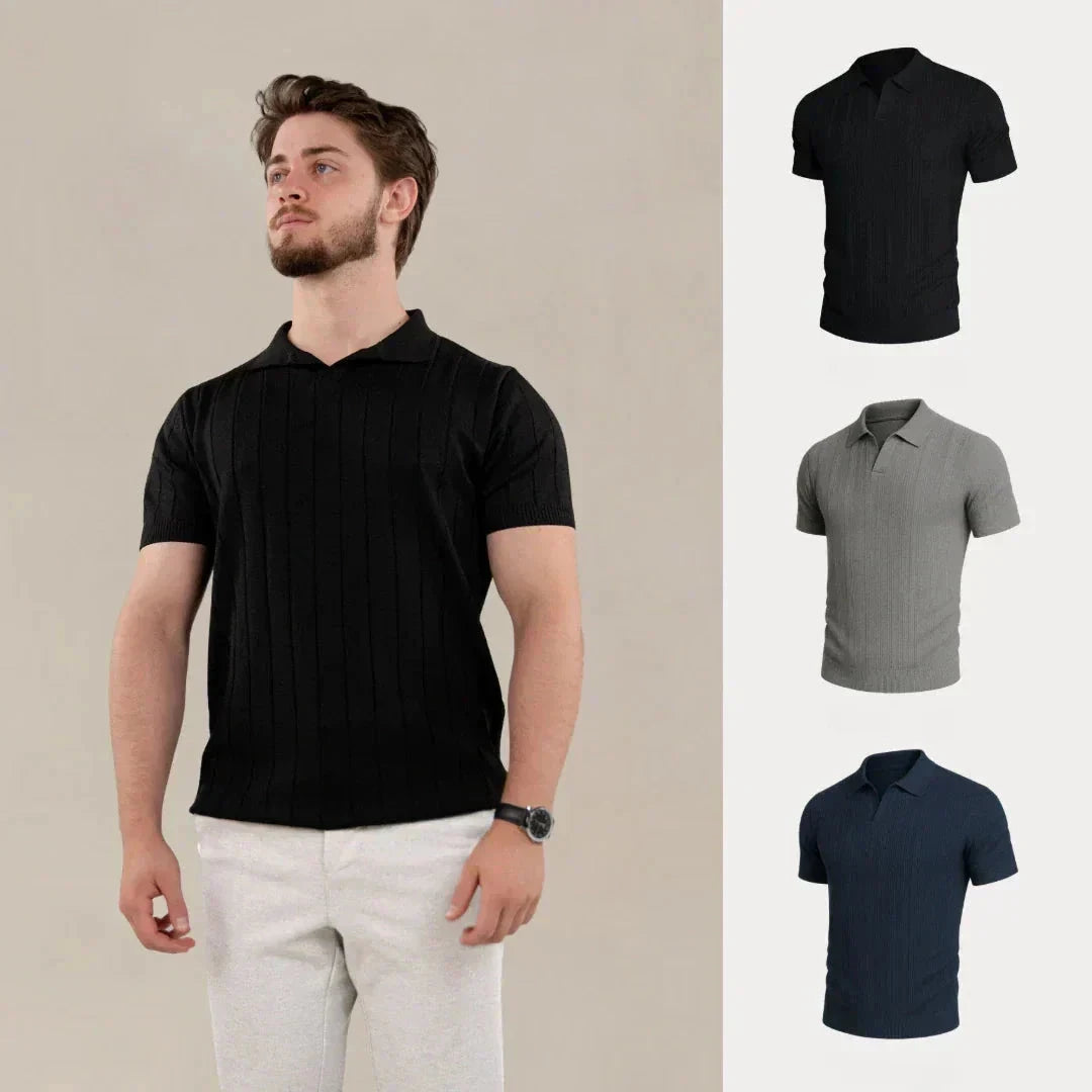 Kaufen Sie 1, erhalten Sie 3 – Premium Edition Strukturierte T-Shirts Set Montevaro SCHWARZ • GRAU • MARINEBLAU S 