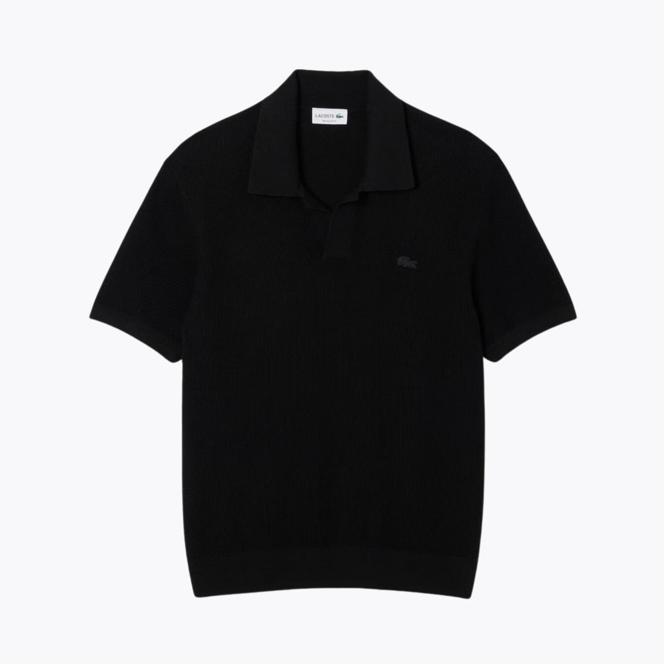 LC Cotton Blend Open Polo Collar Sweater Lacoste Luxvian Black S 