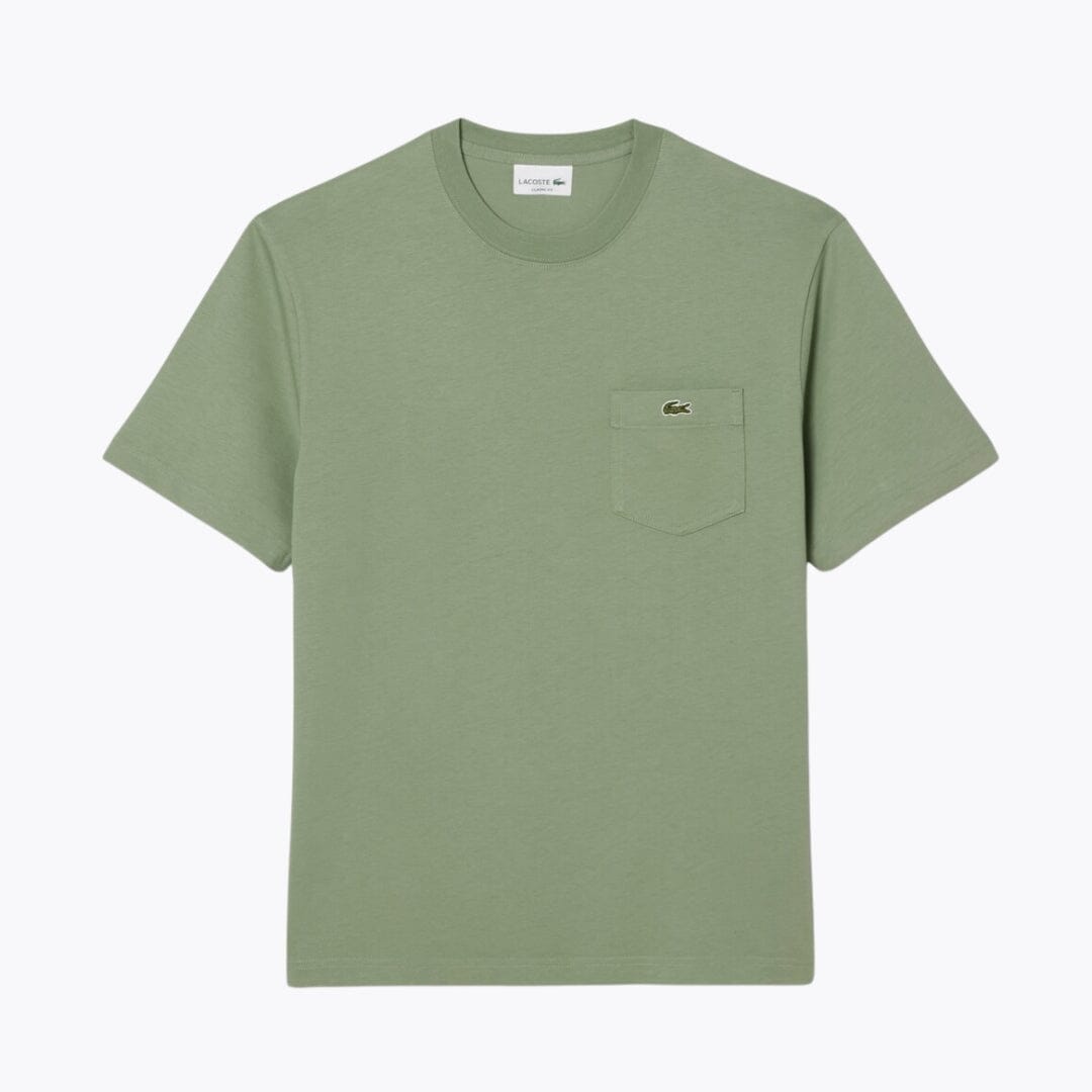 LC Cotton T-shirt with Breast Pocket Lacoste Luxvian Green S 