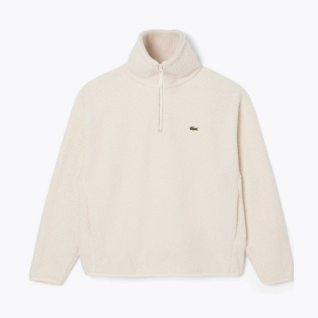 LC High Zipped Neck Polar Fleece Sweatshirt Lacoste Luxvian White S 