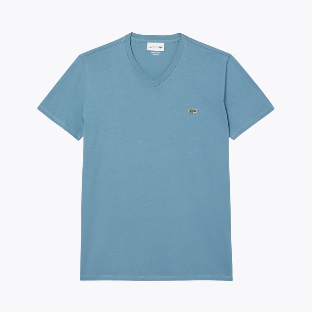 LC Lightweight Cotton Pima V Neck T-shirt Lacoste Luxvian Blue S 