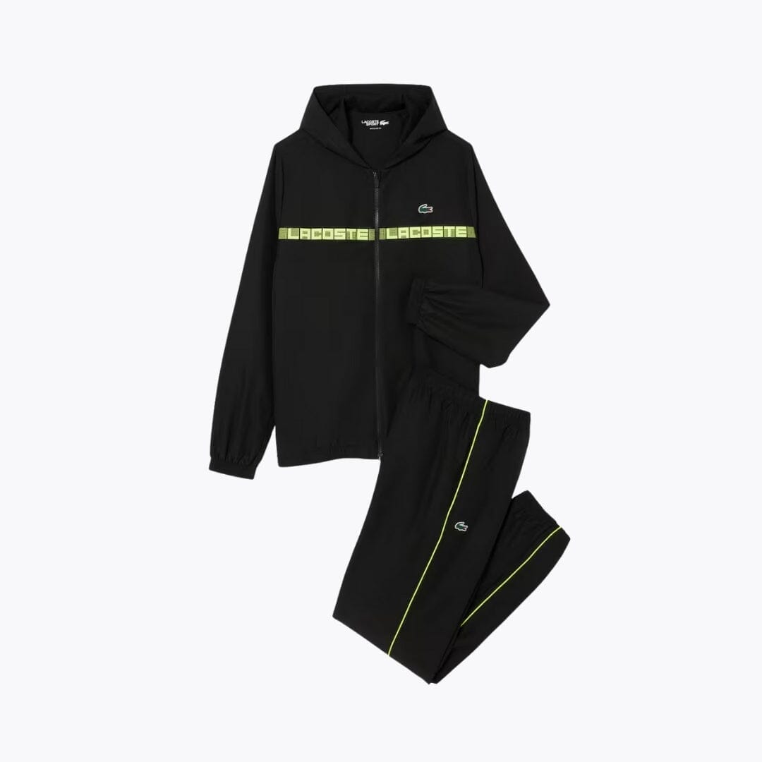 LC Logo Stripe Tennis Tracksuit Lacoste Luxvian Black S 