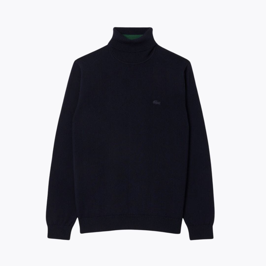 LC Merino Wool Roll Neck Sweater Lacoste Luxvian Midnight blue S 