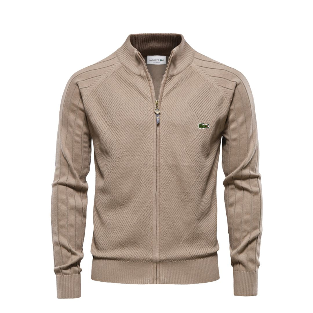 LC Pull Zippé Texturé Homme Lacoste Luxvian Beige S 
