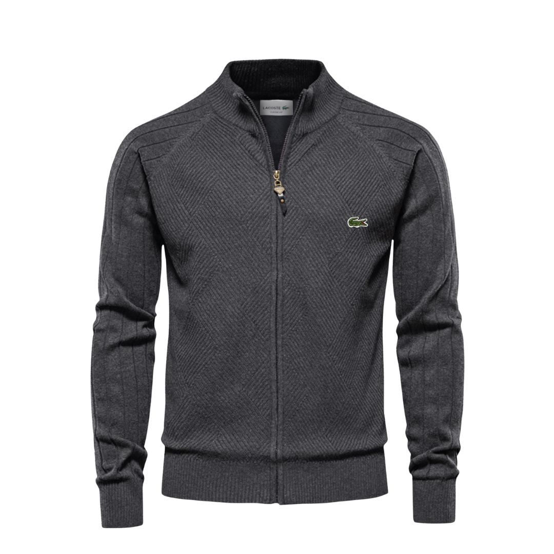 LC Pull Zippé Texturé Homme Lacoste Luxvian Gris S 