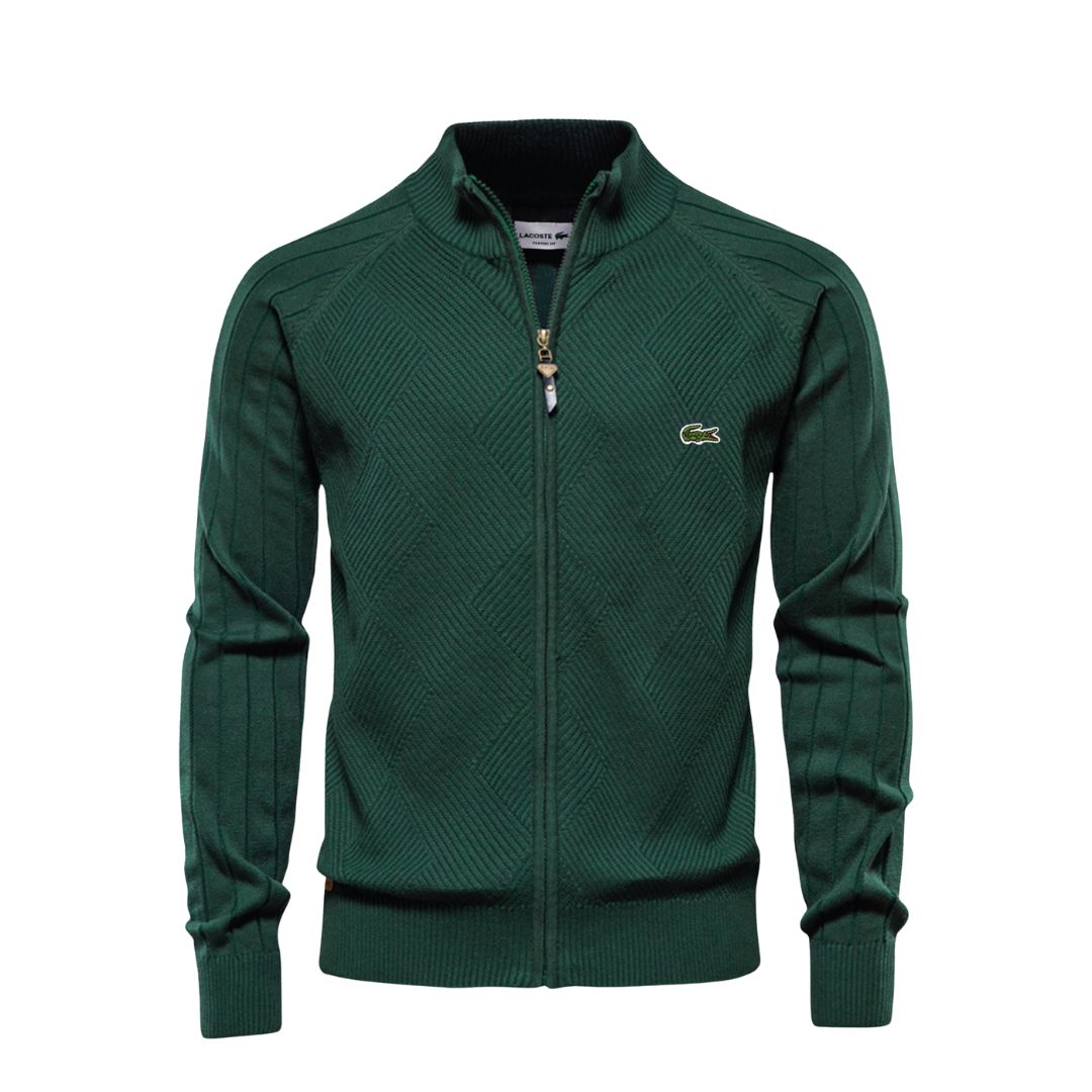 LC Pull Zippé Texturé Homme Lacoste Luxvian Vert S 