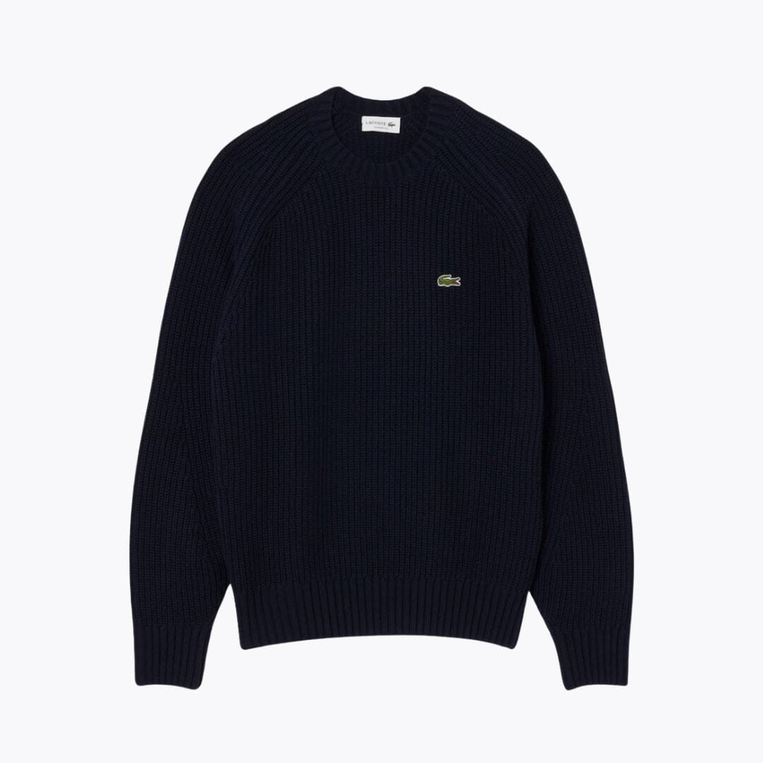 LC Thick Carded Wool Crew Neck Sweater Lacoste Luxvian Midnight blue S 