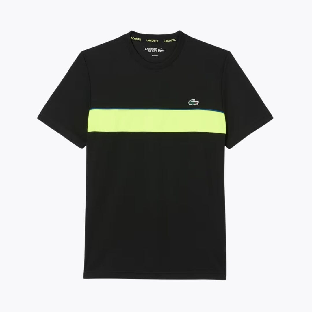 LC Ultra Dry Printed Tennis T-shirt Lacoste Luxvian Black / flashy yellow S 