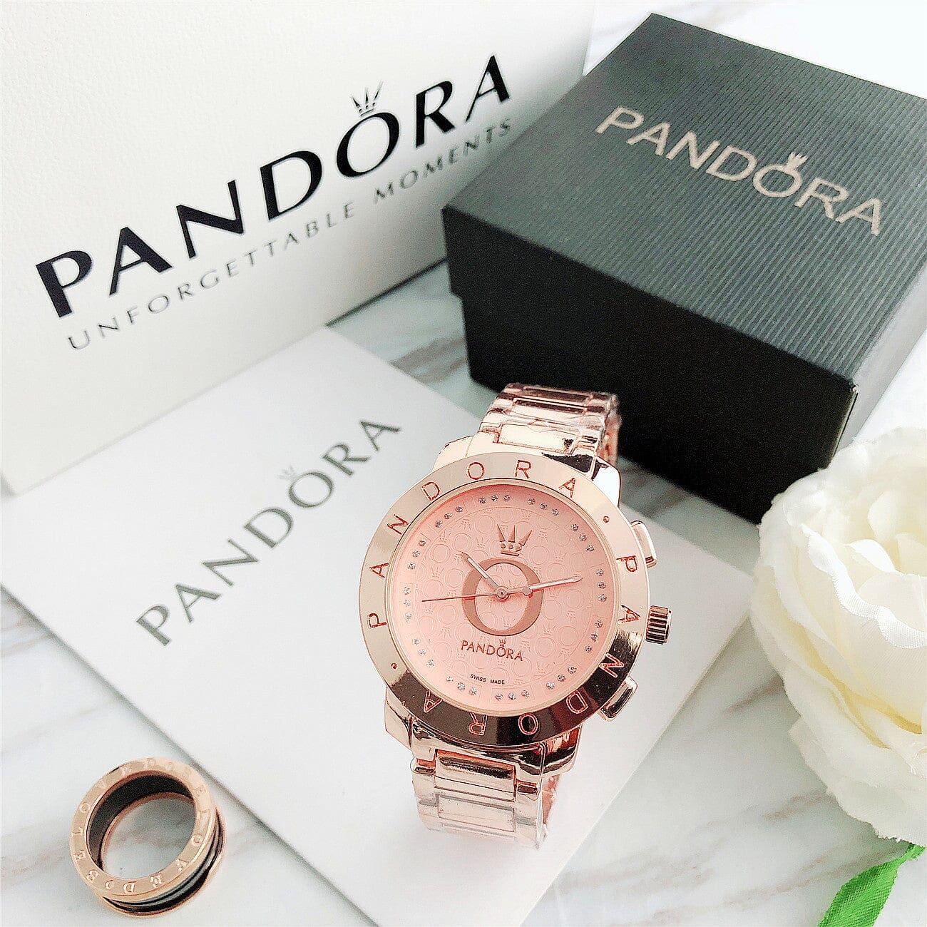 P A N D O R A Classic Glamour + Bracelet Charms Pandora Aurev Rose 