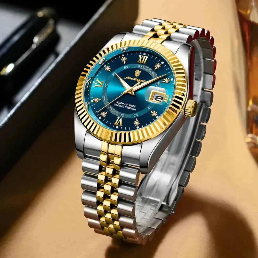 POEDAGAR GoldenStar - 40mm Watch | Water Resistant | Stainless Steel Poedagar Aurev 