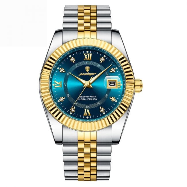 POEDAGAR GoldenStar - 40mm Watch | Water Resistant | Stainless Steel Poedagar Aurev Blue 