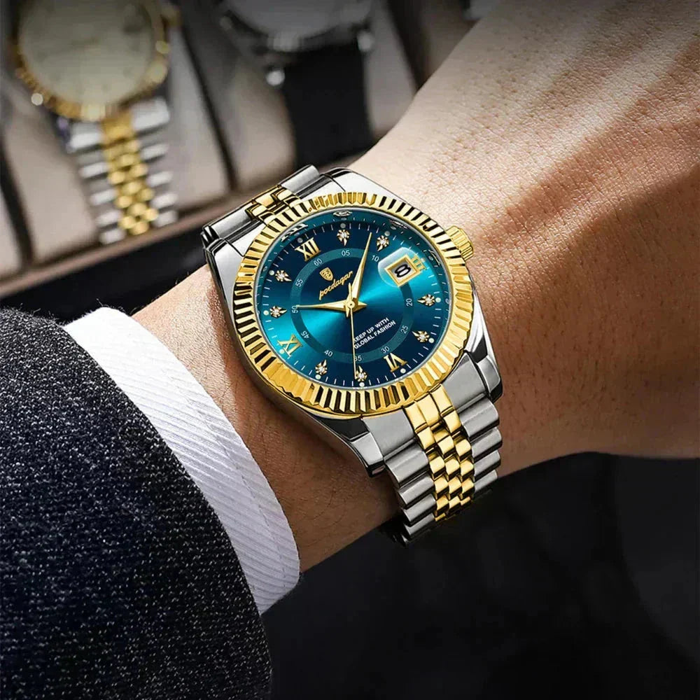 POEDAGAR GoldenStar - 40mm Watch | Water Resistant | Stainless Steel Poedagar Luxvian 
