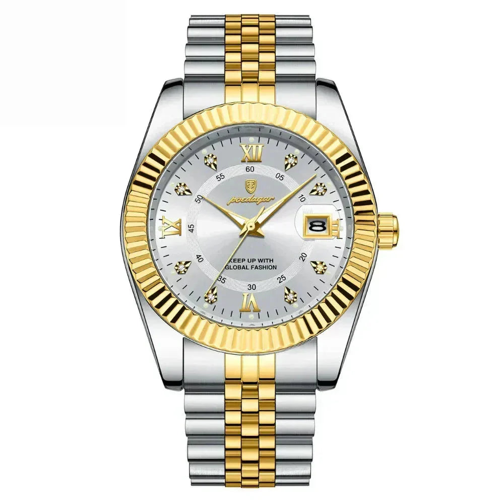 POEDAGAR GoldenStar - 40mm Watch | Water Resistant | Stainless Steel Poedagar Luxvian White 