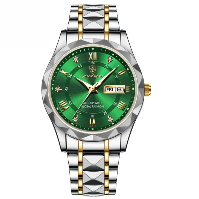 POEDAGAR Luminous Steel 40mm Watch - Water Resistant | Transferred steel Poedagar Aurev Green 