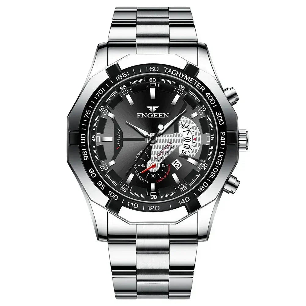 POEDAGAR Watch Engeen Poedagar Luxvian Silver Black 