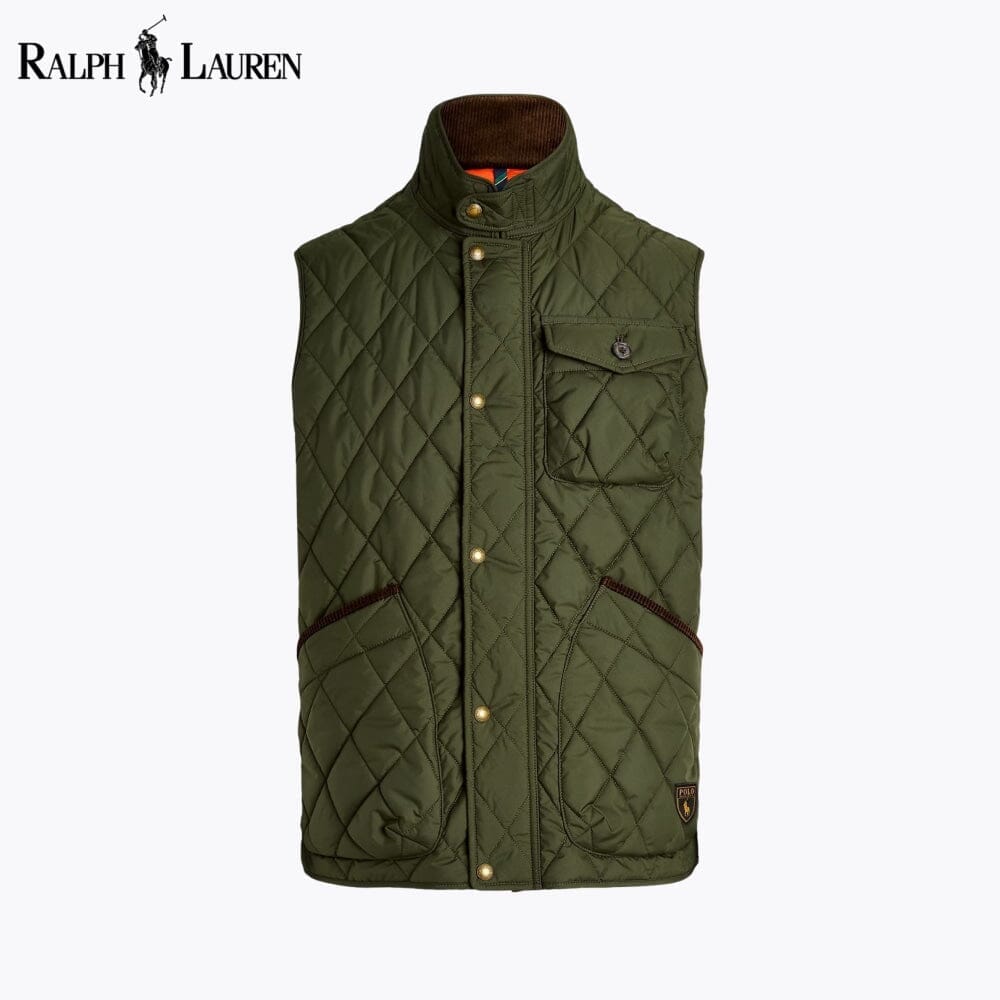 RL Beaton Quilted Utility Gilet Ralph Lauren Luxvian Olive Green S 